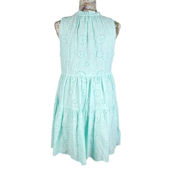 BB Dakota Steve Madden Soft Green Cotton Eyelet Tiered Ruffle Mini Dress - Picture 8 of 13